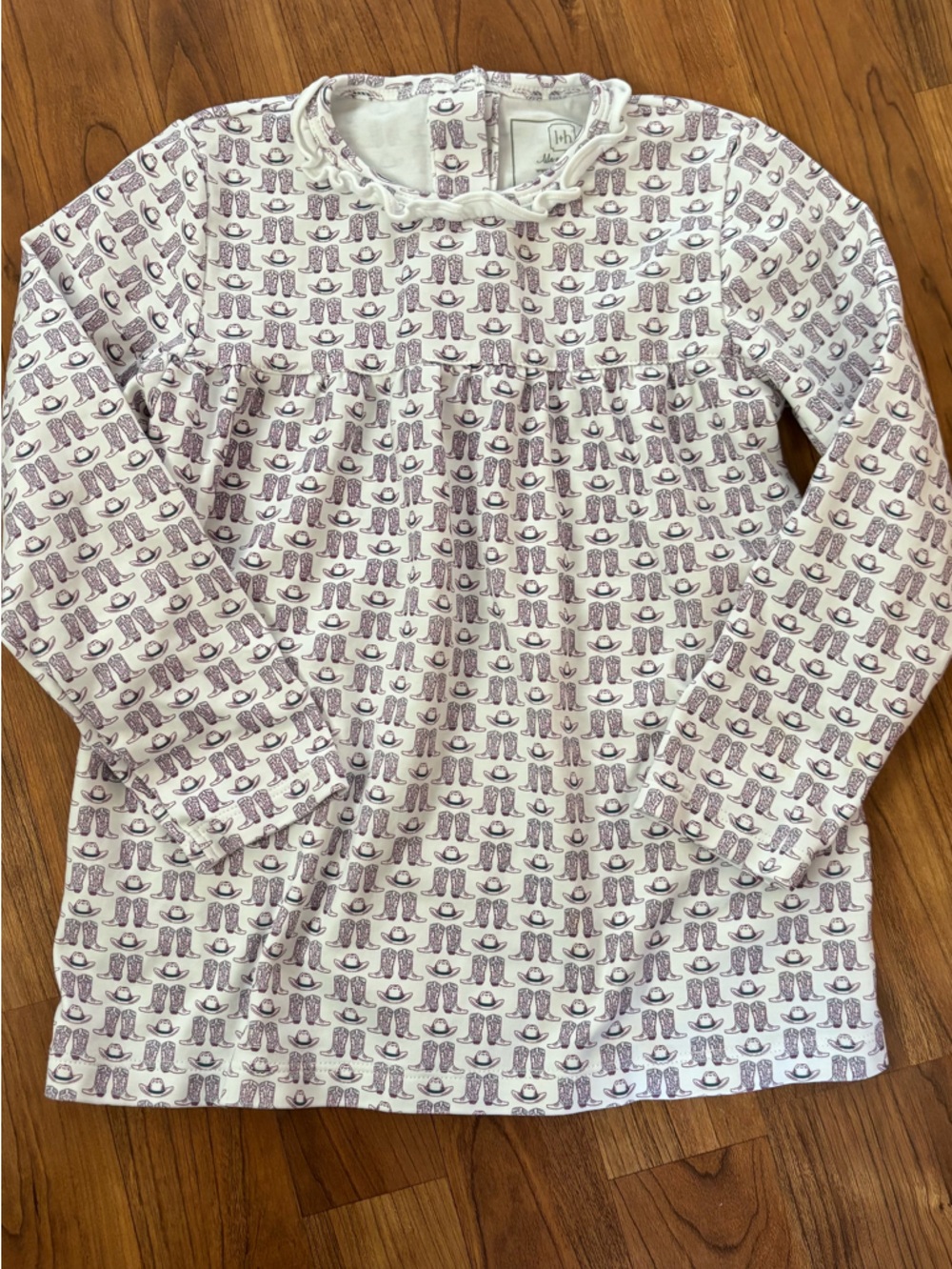 Lila & Hayes Pima Cotton Long Sleeve Dress with Cowboy Boot Hat Print Size 6